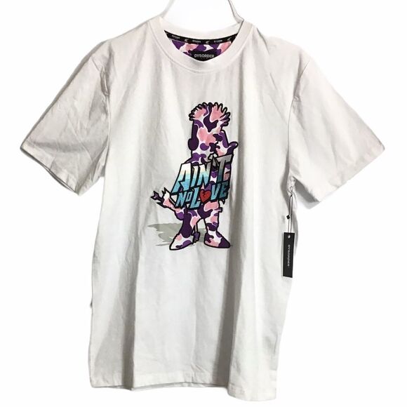 DYSORDER AIN'T NO LOVE CHENILLE PATCH TEE SHIRT - Picture 1 of 6